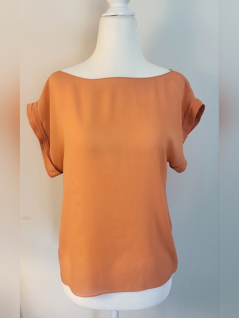 Alice + Olivia Orange Silk Blouse | Estimated Size L / 12 | Classic Quiet Luxury